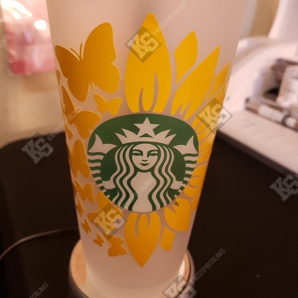 Custom Sunshine and Butterflies‎ Starbucks Cold Cup